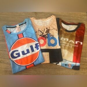 Men’s 3-Pack Bundle S/S Crew Neck, Vintage Gas Stations Shirts Size XXL